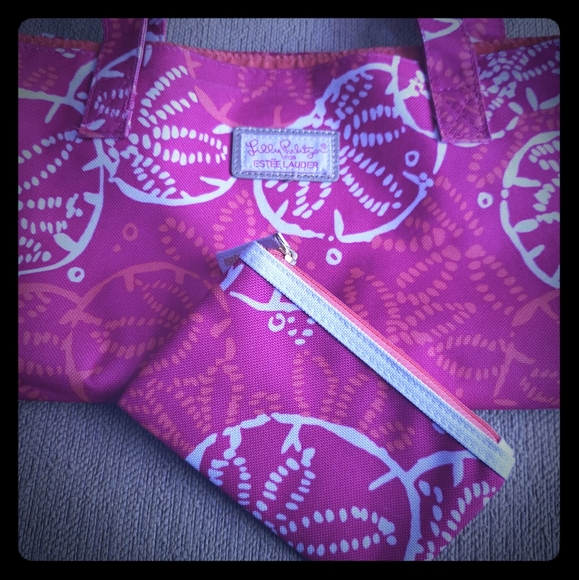EUC Lilly Pulitzer Estēe Lauder Tote & Coin Purse - Picture 2 of 8